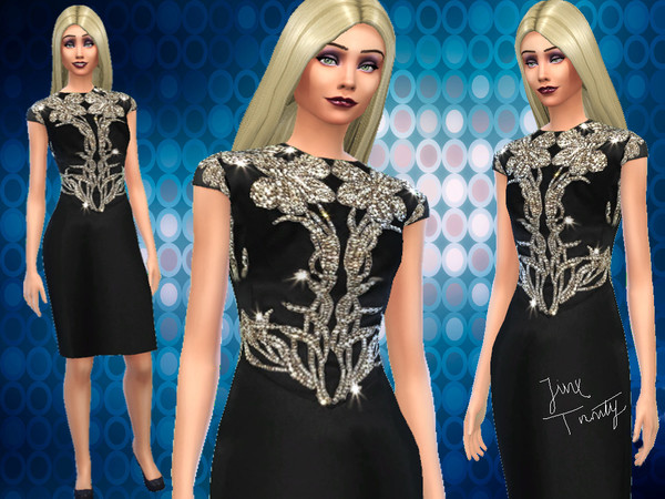  The Sims Resource: Little Black Gold Dress by JinxTrinity