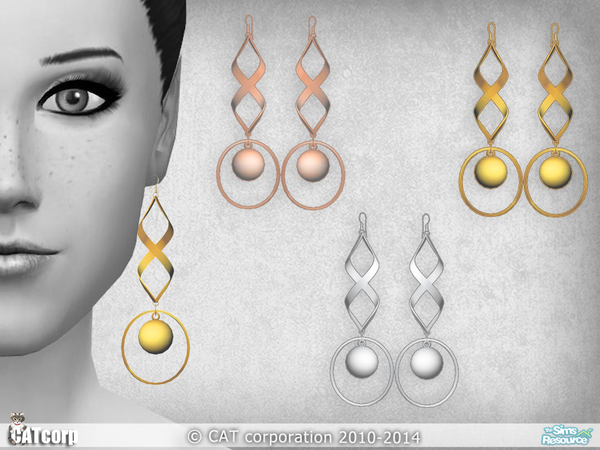  The Sims Resource: Metal Earrings Set by CAT Corporations