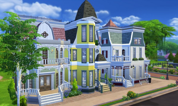  Mod The Sims: Victorian Avenue   4 unique villas in one lot by The Builder