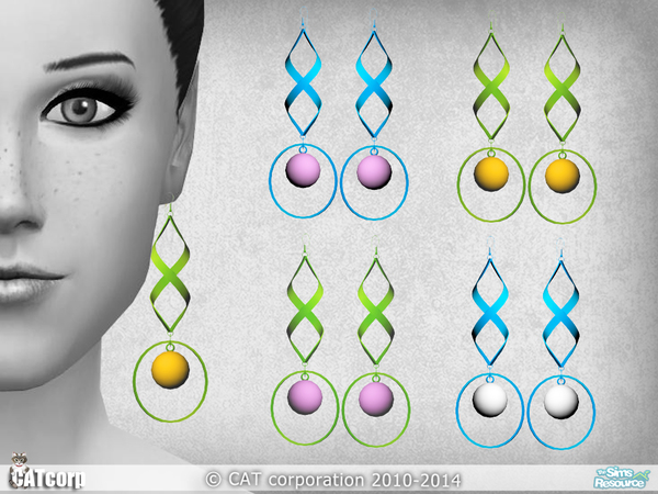  The Sims Resource: Metal Earrings Set by CAT Corporations