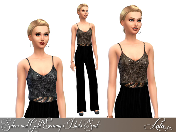  The Sims Resource: Evening Pants Suit in Silver and Gold Read outfit by Lulu265