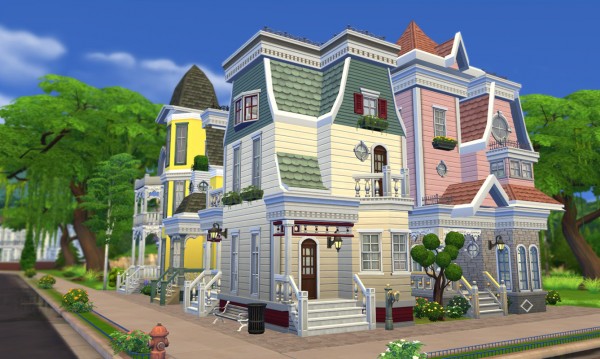  Mod The Sims: Victorian Avenue   4 unique villas in one lot by The Builder