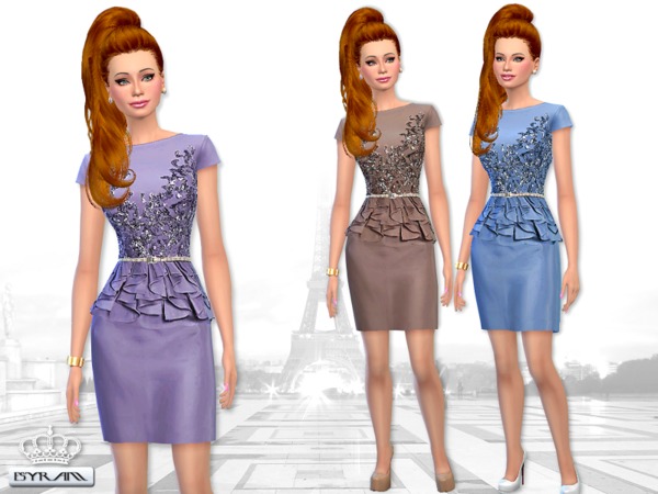  The Sims Resource: Short Peplum Dress by EsyraM