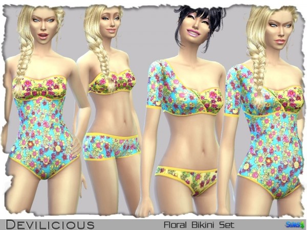  The Sims Resource: Floral Bikini Set by Devilicious