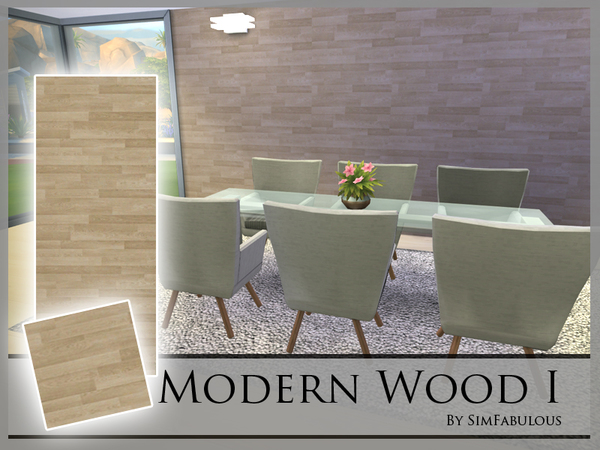  The Sims Resource: Modern Wood walls by SimFabulous