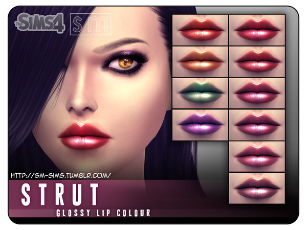  The Sims Resource: Glossy Lip Colour by Screaming Mustard