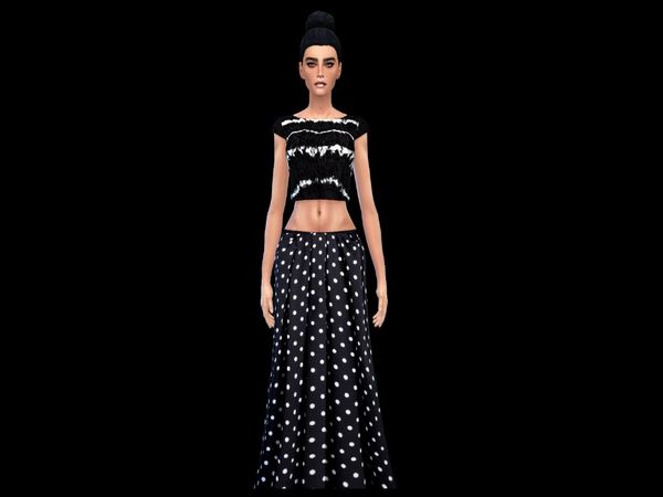  The Sims Resource: Sweet polka dot outfit black by simsoertchen