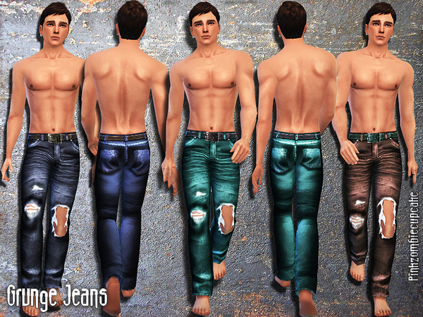  The Sims Resource: Grunge Jeans by Pinkzombiecupcakes