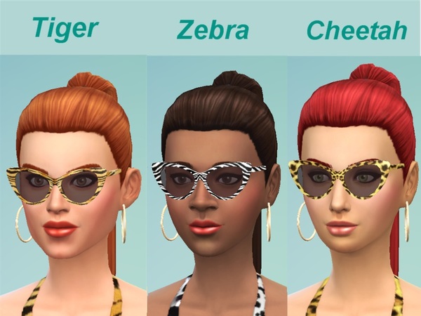 The Sims Resource: Ladies Animal Print Cats Eye Sunglasses by Shylaria