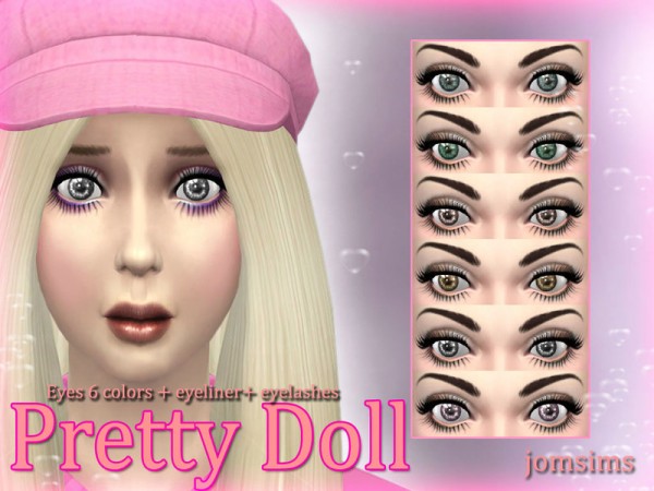  The Sims Resource: Pretty doll eyes + eyeliner + eyelashes + eyeshadows  by JomSims