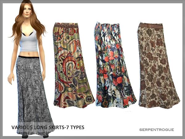  The Sims Resource: Various Long Skirts by  Serpentrogue