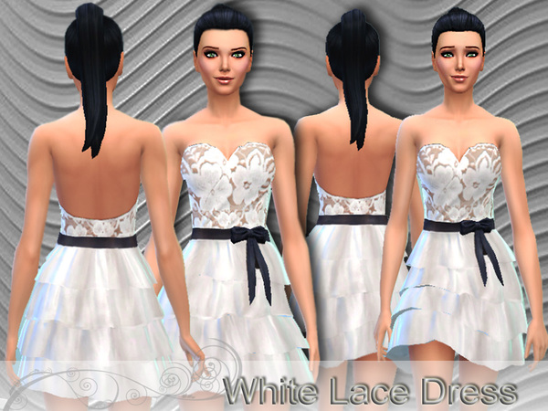  The Sims Resource: White Lace Dress by Pinkzombiecupcake