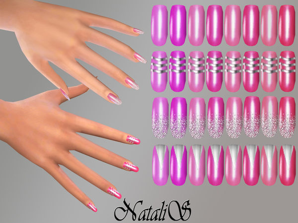  The Sims Resource: Silver design nails collections by NataliS