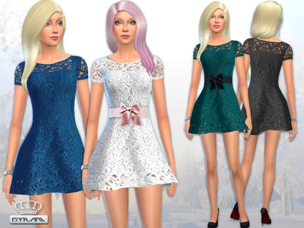  The Sims Resource: Jasmine Lace Crochet Dress by EsyraM