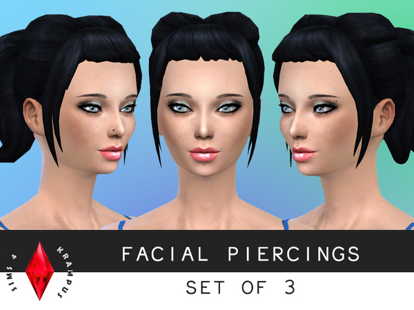  The Sims Resource: Set of 3 Facial Piercings by SIms 4 Krampus