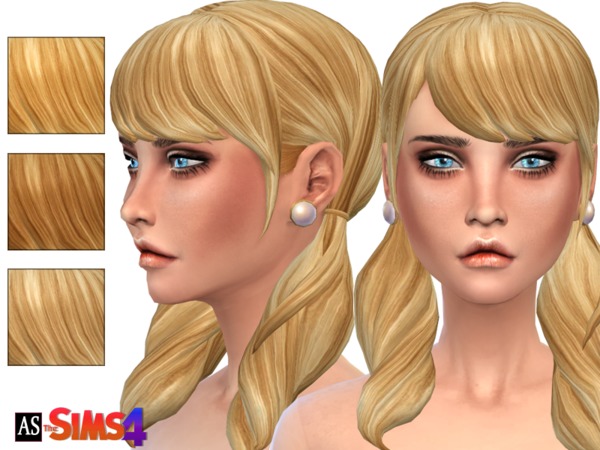  The Sims Resource: Blonde Ambition   Pigtails Long Wavy Bangs by Alexandra Sine