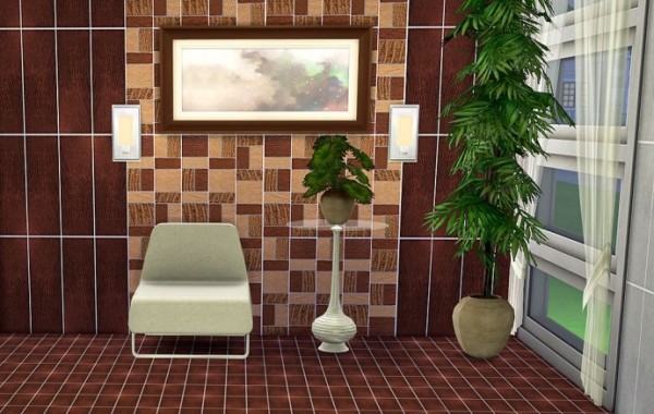  Sims Creativ: Wall panels and floor Alligator by HelleN