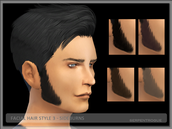  The Sims Resource: Facial Hair Style 03  Sideburns by Serpentrogue