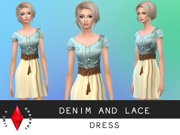  The Sims Resource: Denim and Lace Dress