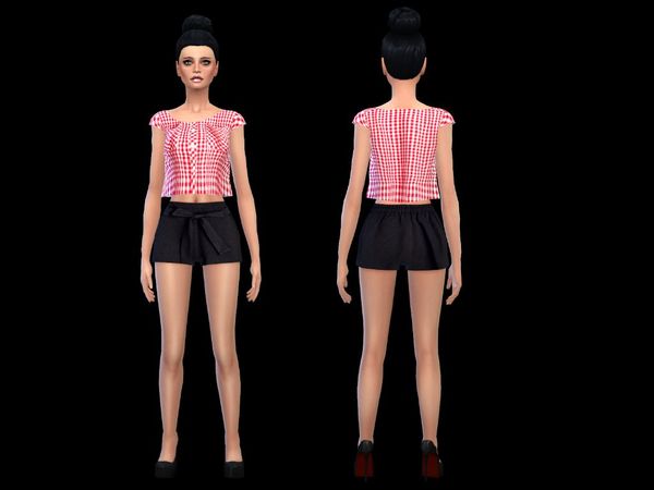  The Sims Resource: Sweet red and black outfit by Simsoertchen
