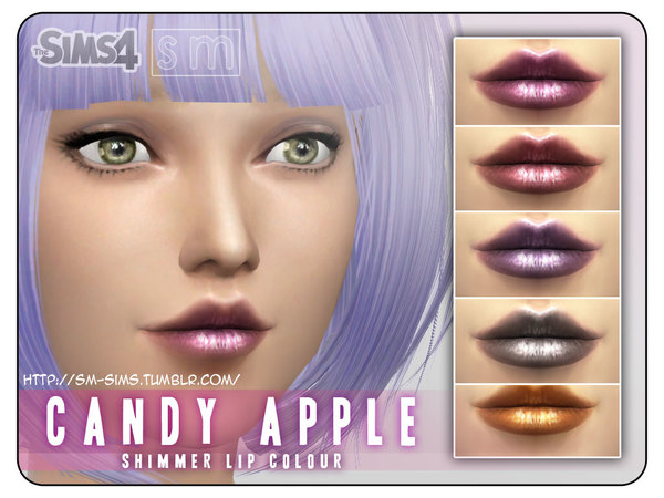  The Sims Resource: Candy Apple Shimmer Lip Colour by Screaming Mustard