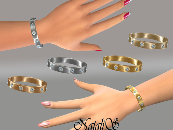  The Sims Resource: Metal bracelet with crystals by NataliS