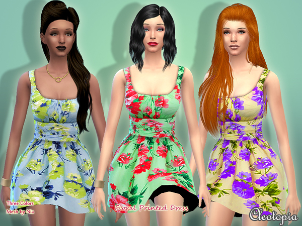  The Sims Resource: Set8  RoseGarden Floral Dresses by Cleotopia