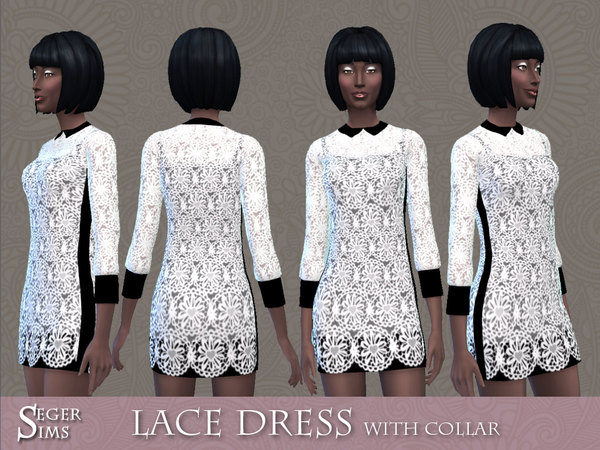  The Sims Resource: Lace Dress with Collar by Seger Sims