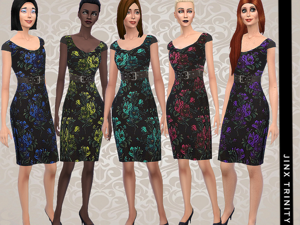  The Sims Resource: Fall flower dress by JinxTrinity