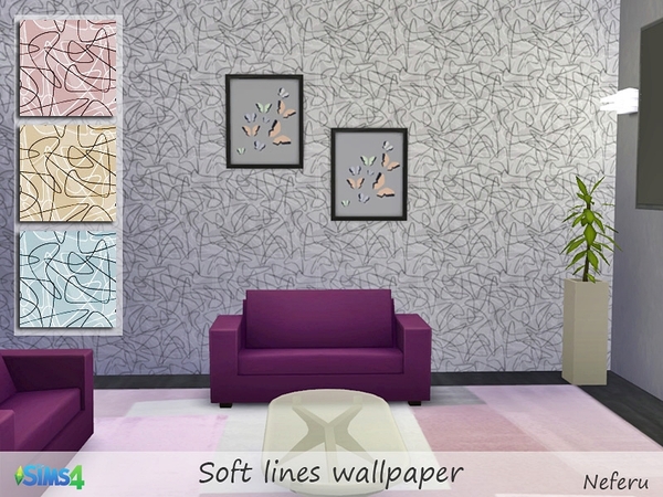  The Sims Resource: Soft lines wallpaper by Neferu