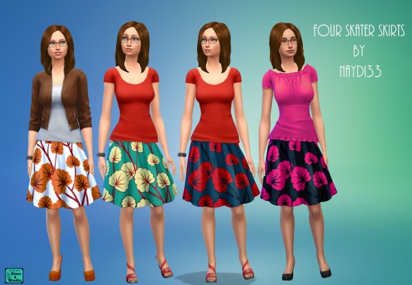  Mod The Sims: Four Floral and Flirty Skater Skirts by Davinia