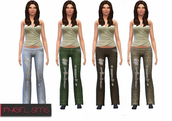  NY Girl Sims: Studded Pocket Distressed Denim