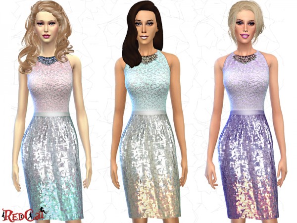  The Sims Resource: Pencil Dress with Necklace by RedCat