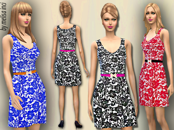  The Sims Resource: Halter Lace Dress bymelisa inci