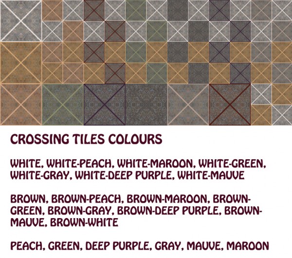 Mod The Sims: Crossing Tiles 21 Colours by Simmiller