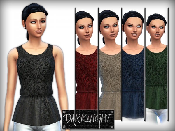  The Sims Resource: Embroidered Peplum Top by DarkNighTt