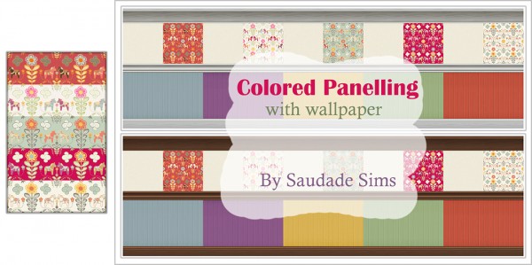 Mod The Sims: Colored Panelling with Wallpaper by SaudadeSims