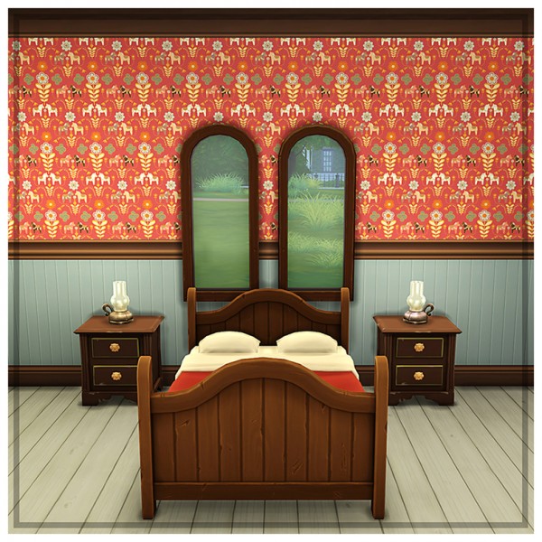  Mod The Sims: Colored Panelling with Wallpaper by SaudadeSims