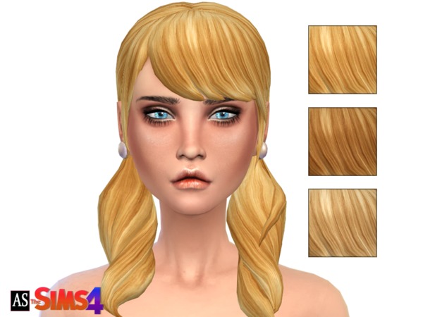  The Sims Resource: Blonde Ambition   Pigtails Long Wavy Bangs by Alexandra Sine