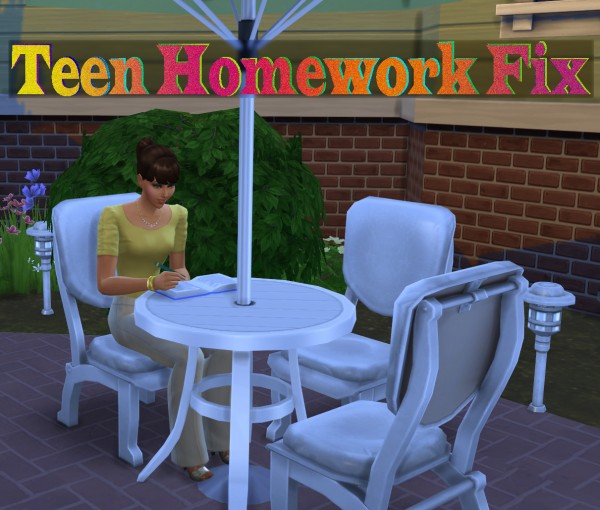  Mod The Sims: Teen Homework Fix by Scumbumbo