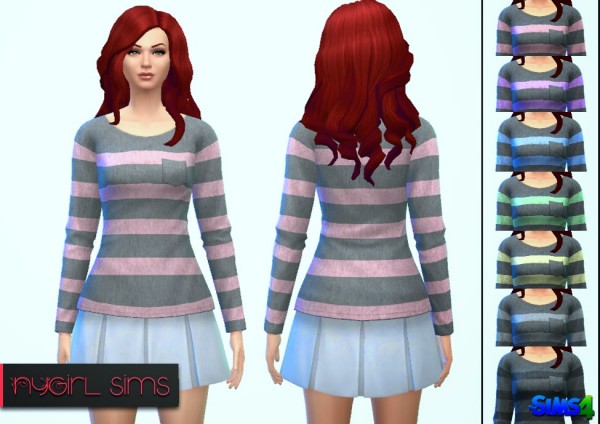  NY Girl Sims: Pocket Striped Sweatshirt