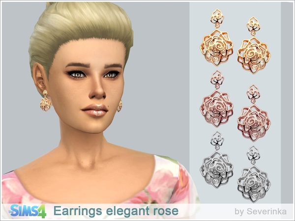  The Sims Resource: Elegant rose earrings by Severinka