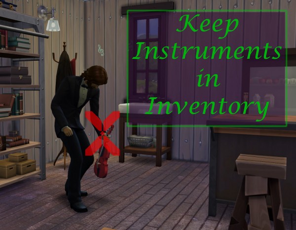  Mod The Sims: Keep Instruments in Inventory Mod by scumbumbo