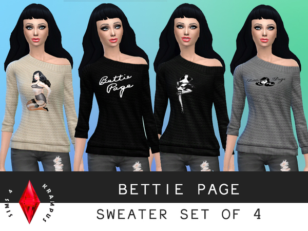  The Sims Resource: Bettie Page Sweater Set of 4 by SIms4Krampus