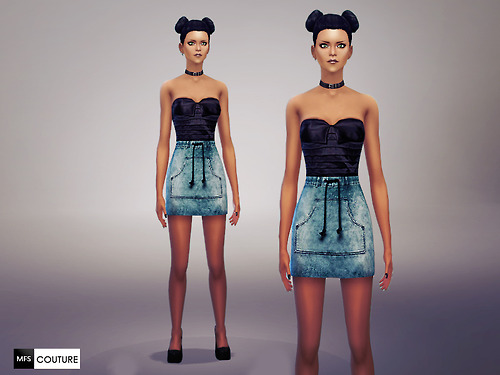 MissFortune Sims: Satin&Denim Dress
