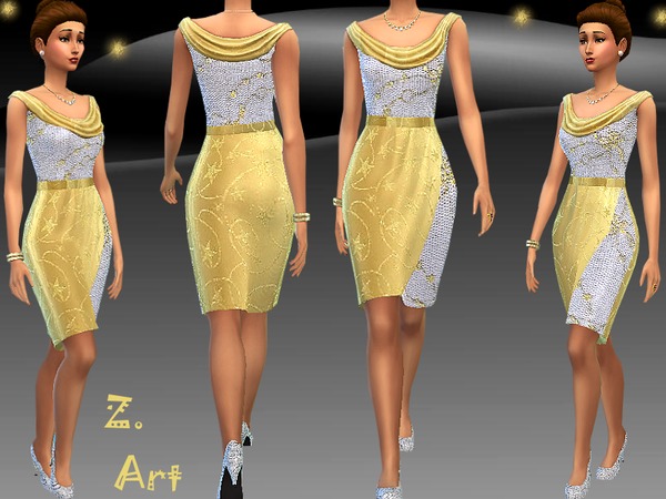  The Sims Resource: Golden Star dress by Zuckerschnute20