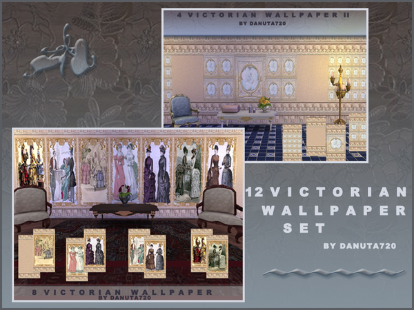  The Sims Resource: Victorian wallpaper set by Danuta720