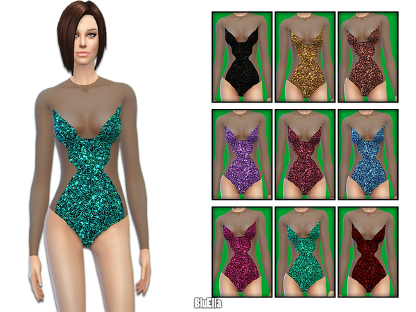  The Sims Resource: Sheer Paneled Silk Bodysuit by BluElla