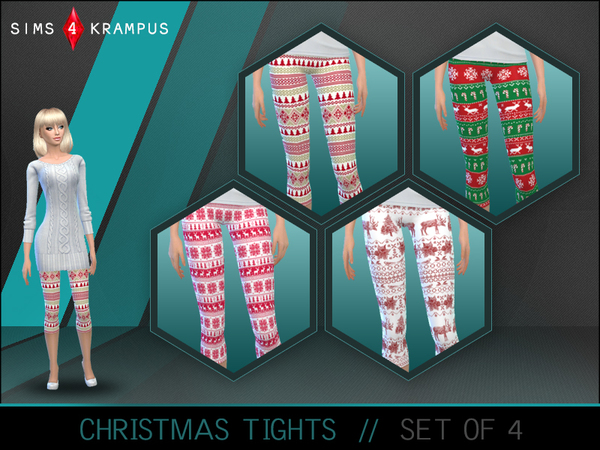  The Sims Resource: Set of 4 Christmas Tights by SIms4Krampus