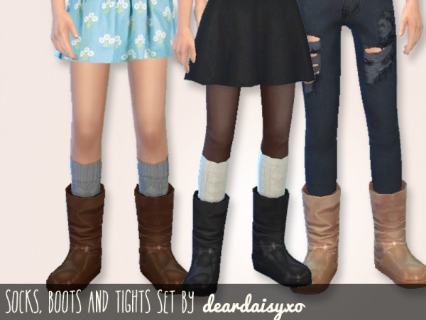  The Sims Resource: Boots, Socks and Tights Set by deardaisyxo